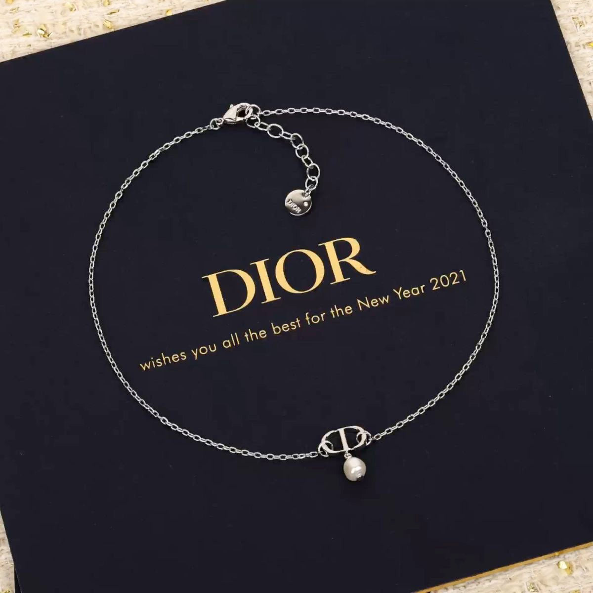 Collier double D perles DIOR