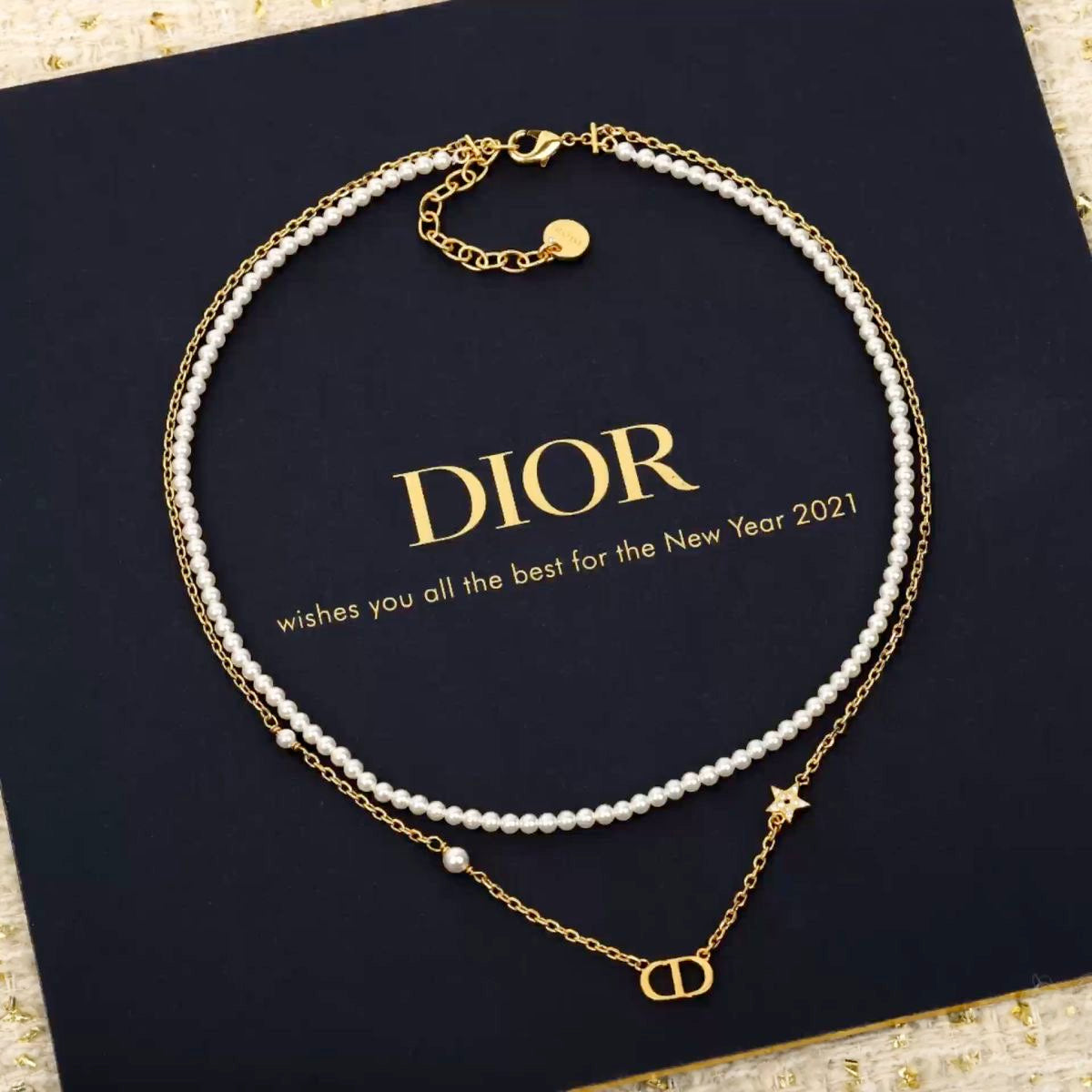 Collier double perles DIOR
